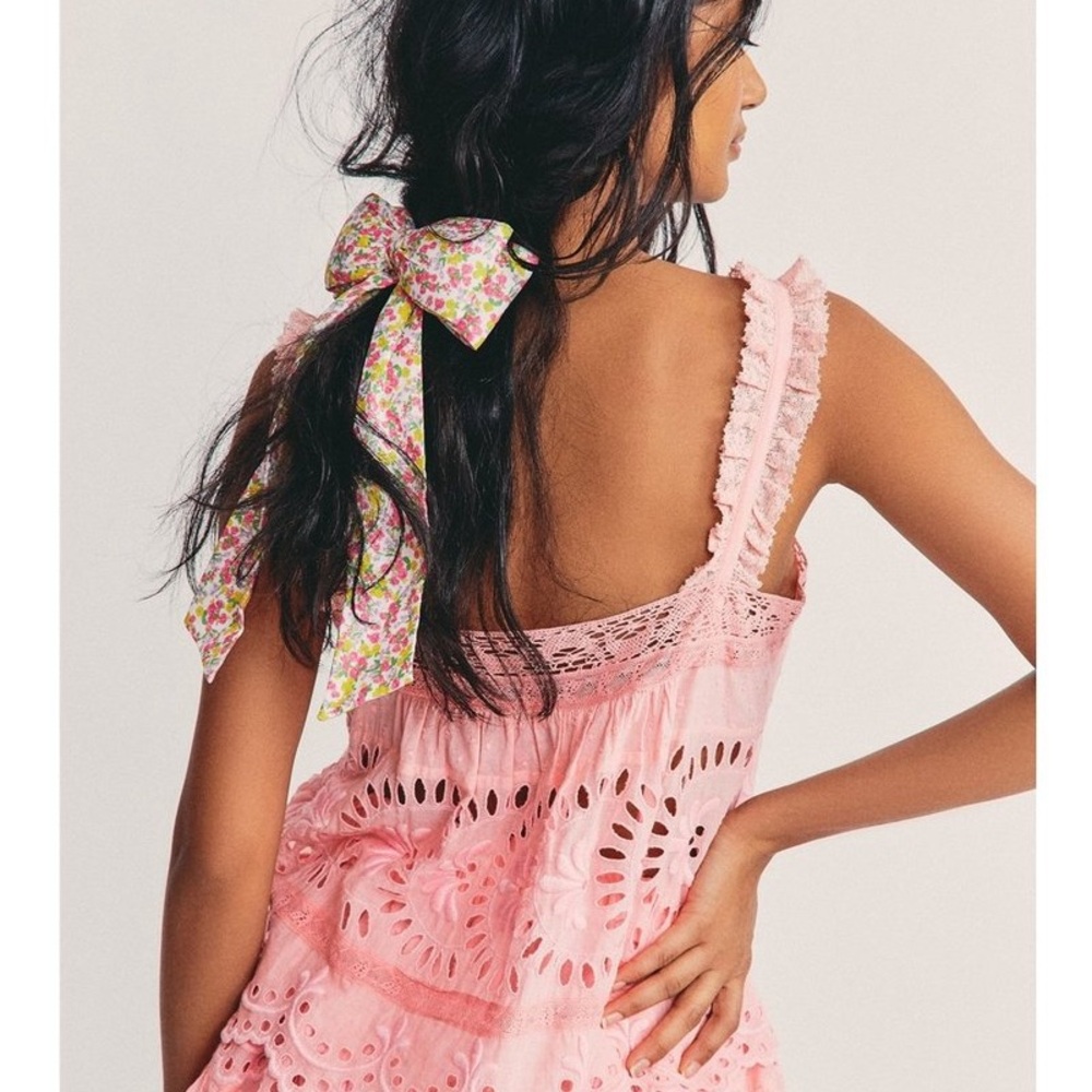 LOVE SHACK FANCY PINK EYELET TOP - Picture 2 of 10